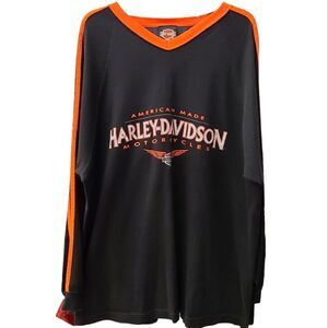 Vintage 90's Harley Davidson V Neck Long Sleeve Top size XXL